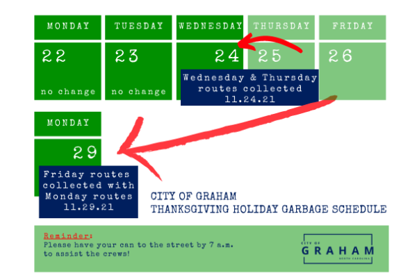 Schedule Modification – Garbage Collection – City of Graham, NC